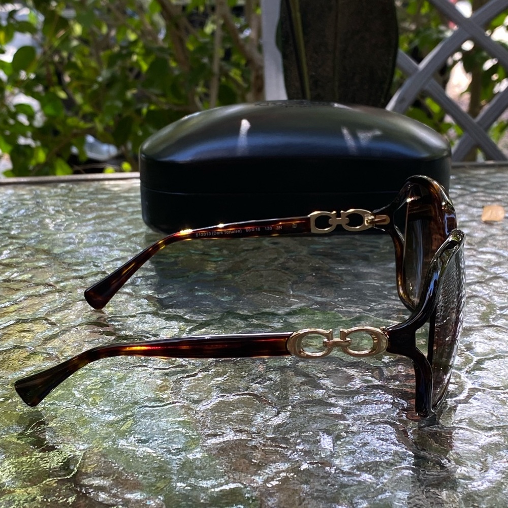 Coach Tortoise & Gold Logo Sunglasses - Picture 11 of 16